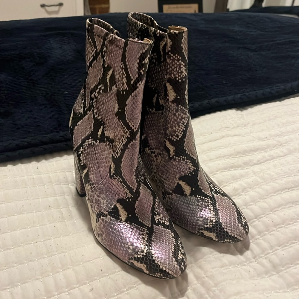 ALDO Aurella Snakeskin Booties Purple and Black